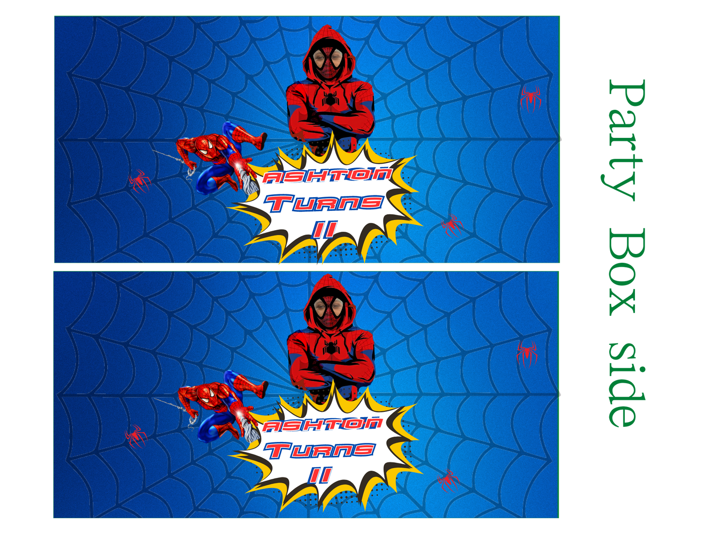 Spiderman Part Box Top and Sides Editable Digital Designs