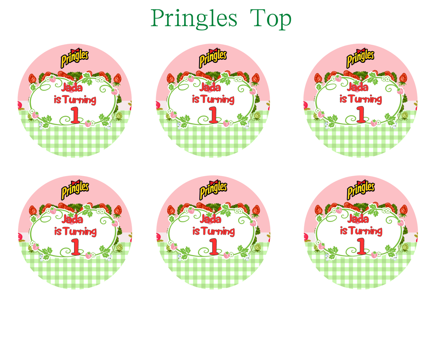 Strawberry Shortcake Pringles Sides and top Party Favor Editable Digital Product