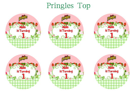 Strawberry Shortcake Pringles Sides and top Party Favor Editable Digital Product