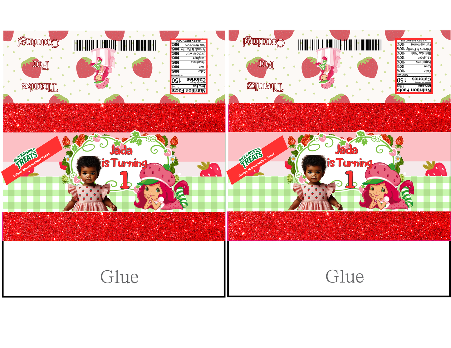 Strawberry Shortcake Rice Krispy Party Favor Editable Digital Product