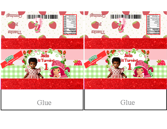 Strawberry Shortcake Rice Krispy Party Favor Editable Digital Product