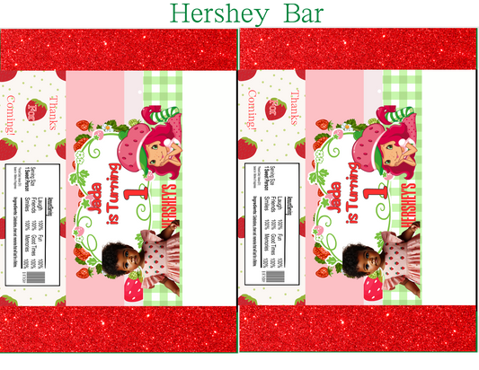 Strawberry Shortcake Hershey Bar Party Favor Editable Digital Product